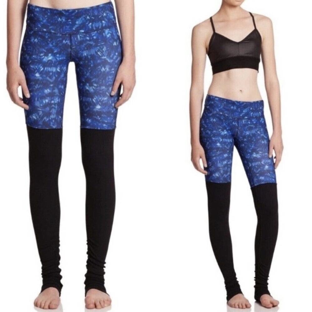 NWT ALO YOGA Goddess Leggings Kaleidoscope Blue & Black Gym Sports Size XXS